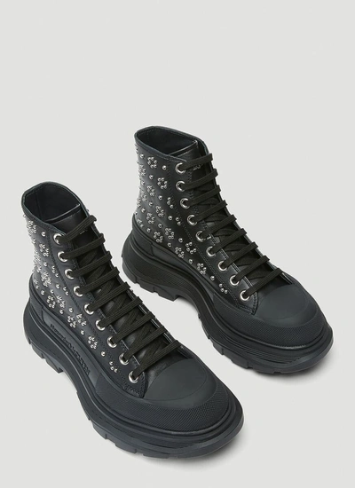 Shop Alexander Mcqueen Tread Slick Studded Boots In Black