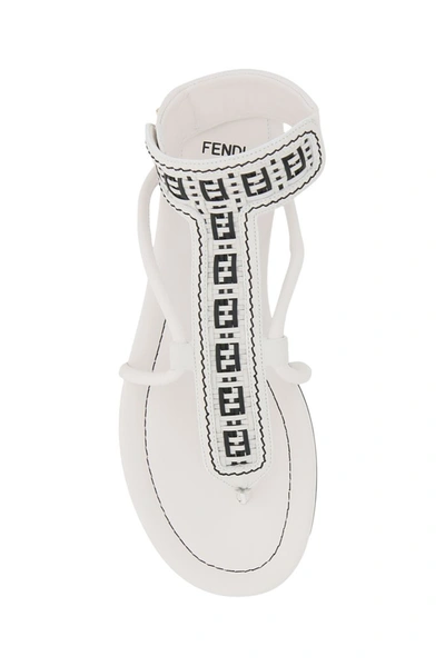 Shop Fendi Ff Woven Thong Sandals In White