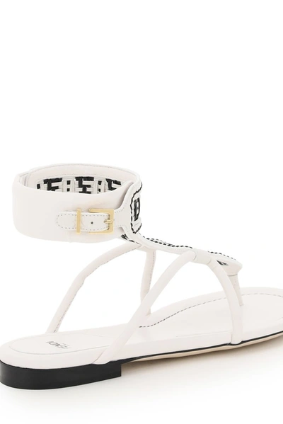 Shop Fendi Ff Woven Thong Sandals In White