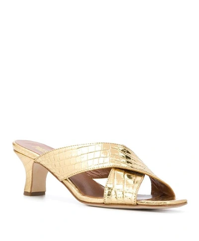 Shop Paris Texas Embossed Crossover Sandals In Gold