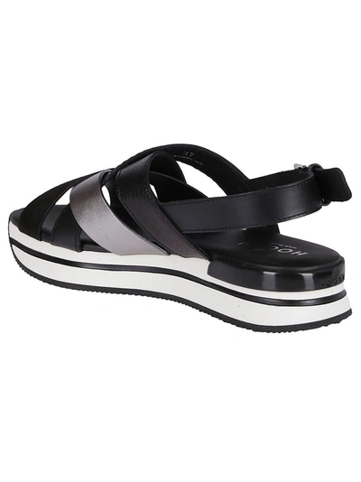 Shop Hogan H222 Crossover Sandals In Black