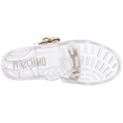 Shop Moschino Logo Plaque Jelly Sandals In Transparent