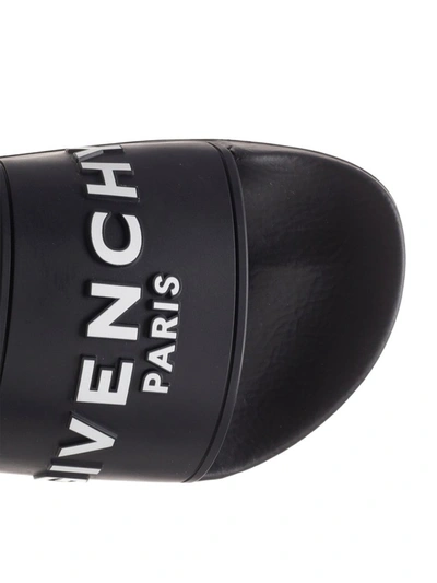 Shop Givenchy Logo Embossed Slides In Black