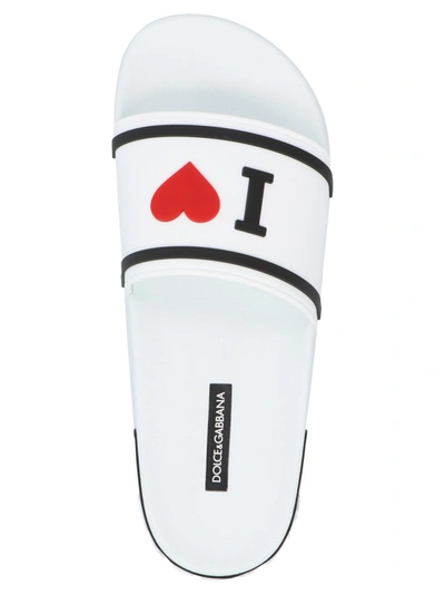 Shop Dolce & Gabbana Logo Slide Sandals In White