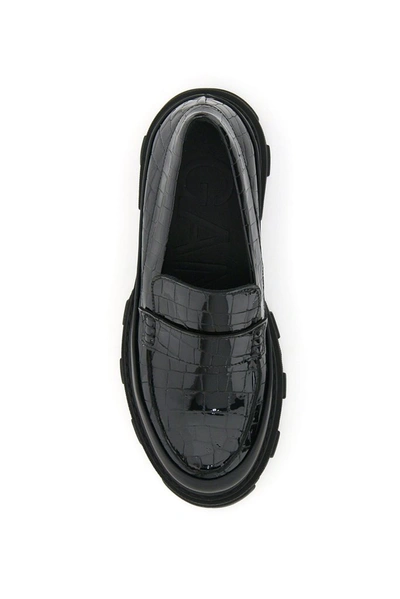 Shop Ganni Chunky Round Toe Loafers In Black