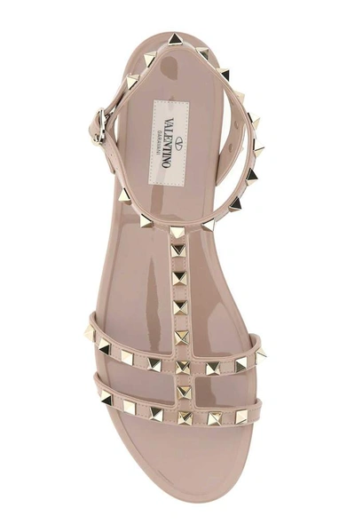 Shop Valentino Garavani Rockstud Strapped Sandals In Beige