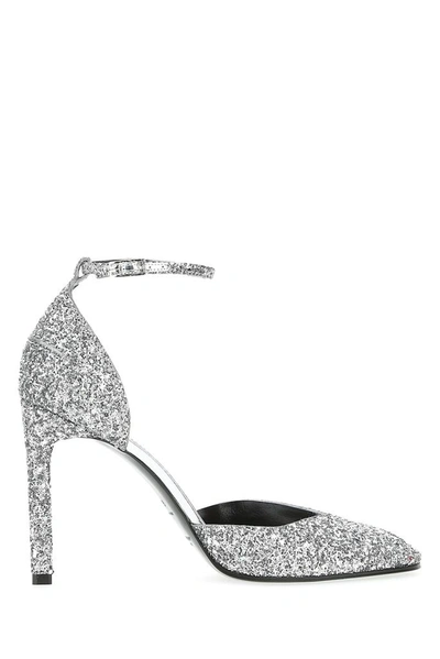 Shop Givenchy Glittered Ankle Strap Pumps In Silver