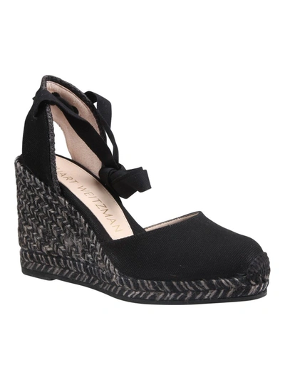 Shop Stuart Weitzman Marguerita Canvas Espadrilles In Black