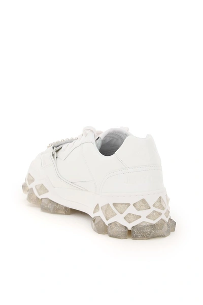 Shop Jimmy Choo Diamond Embellished Strap Sneakers In White