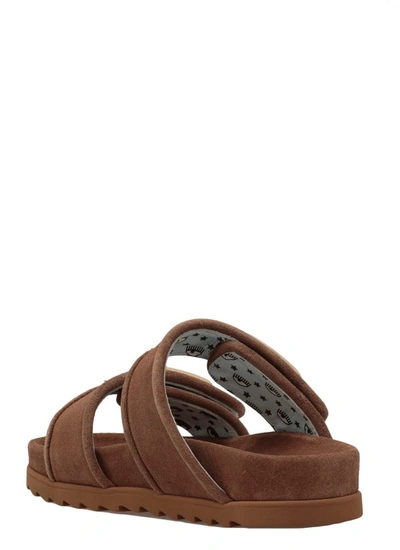 Shop Chiara Ferragni Logo Plaque Sandals In Brown