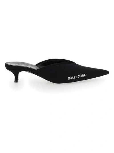 Shop Balenciaga Knife Knit Mules In Black