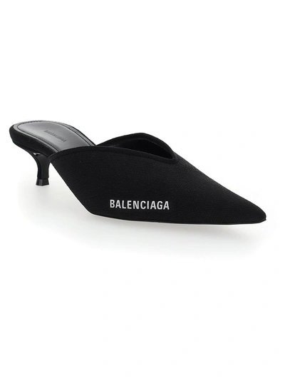 Shop Balenciaga Knife Knit Mules In Black