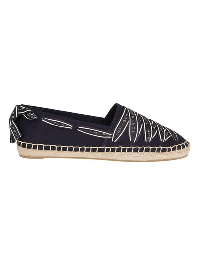 Shop Tory Burch Strap Detailed Espadrilles In Blue