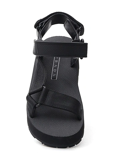 Shop Prada Sporty Band Strap Sandals In Black