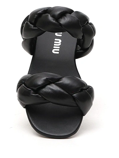 Shop Miu Miu Braided Strap Sandals In Black