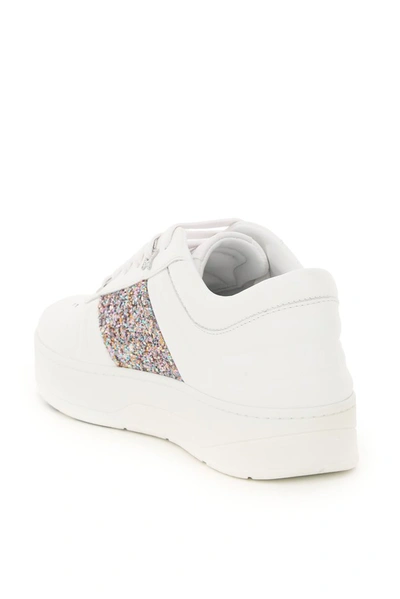 Shop Jimmy Choo Hawaii Glitter Detail Sneakers In White