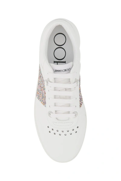 Shop Jimmy Choo Hawaii Glitter Detail Sneakers In White