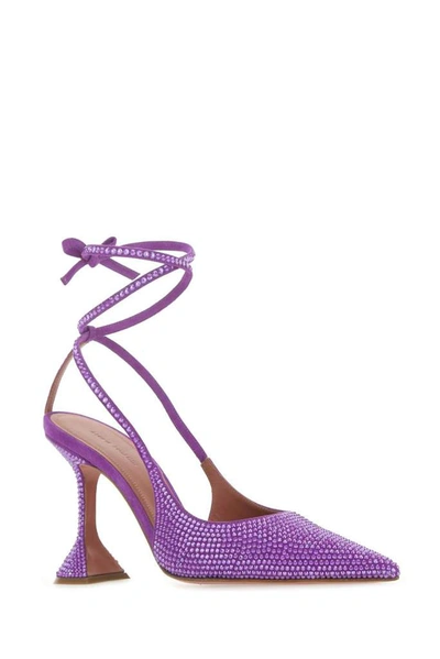 Shop Amina Muaddi Karma Crystal Embellished Pumps In Purple