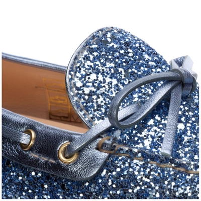 Shop Car Shoe Glittered Loafers In Blue