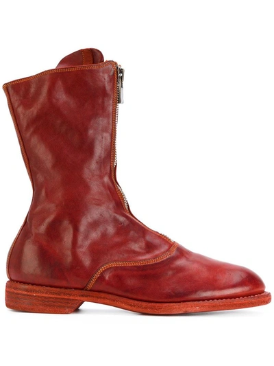 Shop Guidi 310 Front Zipped Army Boots In Red