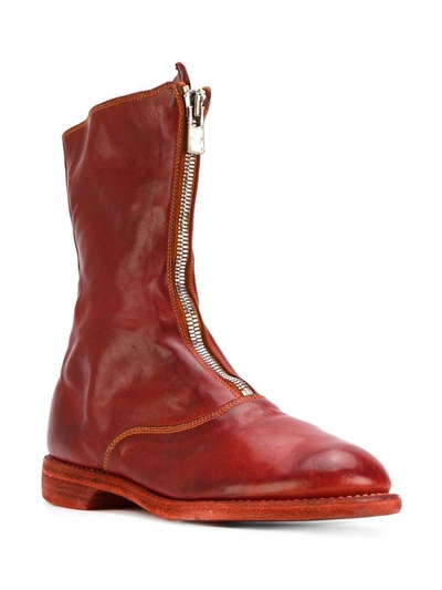 Shop Guidi 310 Front Zipped Army Boots In Red