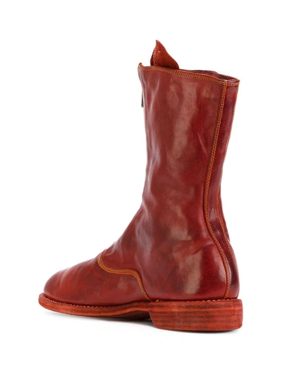 Shop Guidi 310 Front Zipped Army Boots In Red