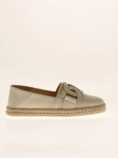 Shop Tod's Chain Detail Slip On Espadrilles In White