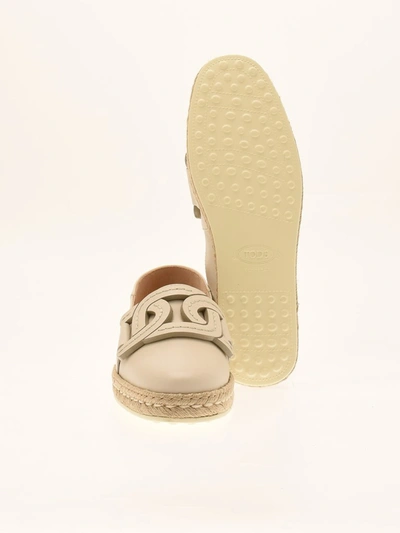 Shop Tod's Chain Detail Slip On Espadrilles In White