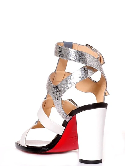 Shop Christian Louboutin Buckled Strap Pumped Sandals In Silver
