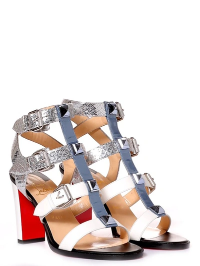 Shop Christian Louboutin Buckled Strap Pumped Sandals In Silver