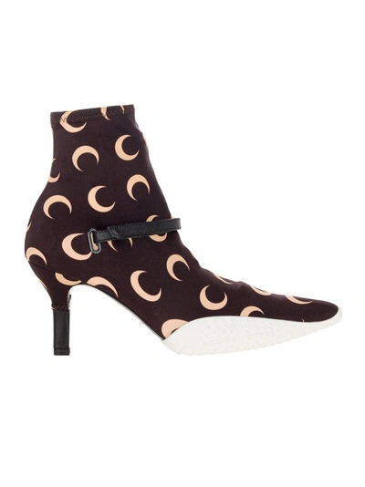 Shop Marine Serre Crescent Moon Printed Boots In Brown