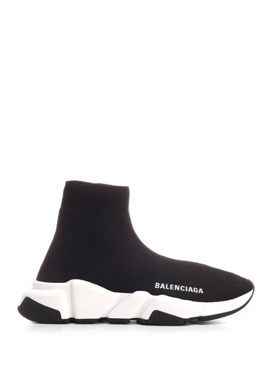 Shop Balenciaga Logo Printed Speed Sneakers In Black