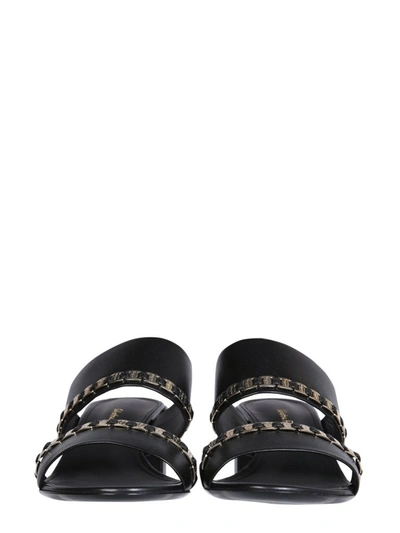 Shop Ferragamo Salvatore  Vara Chain Sandals In Black