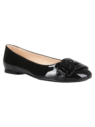 Shop Tod's Logo Plaque Ballerina Flats In Black