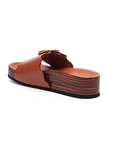 Shop Chloé Lauren Footbed Mule Sandals In Brown