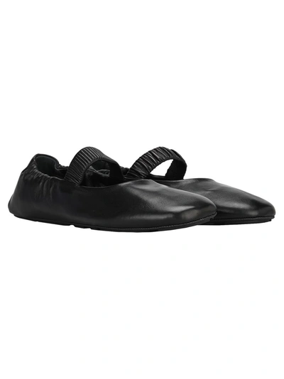 Shop Prada Ruched Ballerina Flats In Black