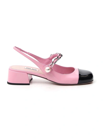 Shop Miu Miu Slingback Ballerina Pumps In Pink