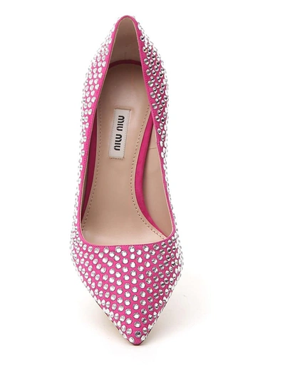 Shop Miu Miu Embellished Pointed In Pink