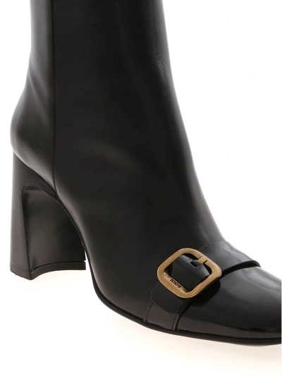 Shop Tod's Buckle Embellished Ankle Boots In Black