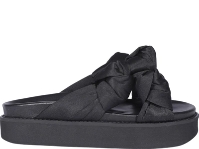 Shop Ganni Knotted Platform Sandals In Black
