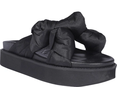 Shop Ganni Knotted Platform Sandals In Black