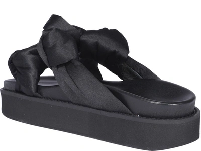 Shop Ganni Knotted Platform Sandals In Black