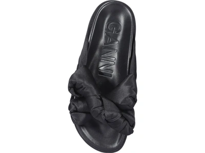 Shop Ganni Knotted Platform Sandals In Black
