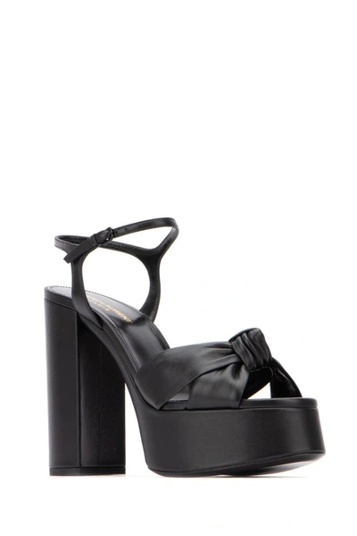 Shop Saint Laurent Bianca Knot Detail Sandals In Black