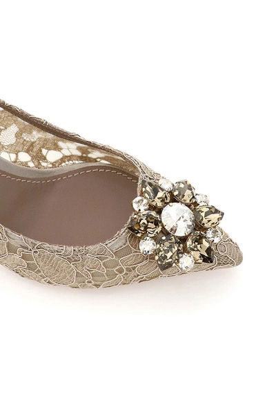 Shop Dolce & Gabbana Taormina Lace Embellished Pumps In Beige