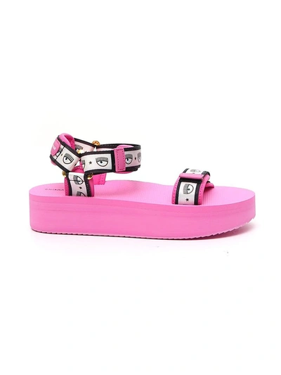 Shop Chiara Ferragni Logomania Platform Sandals In Pink