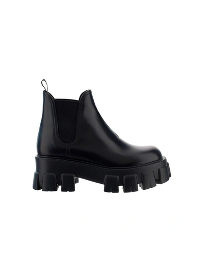 Shop Prada Monolith Ankle Boots In Black
