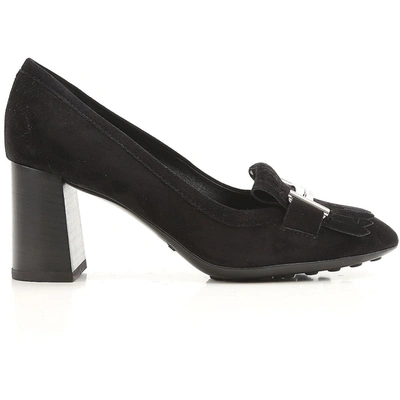 Shop Tod's Double T Fringed Pumps In Black