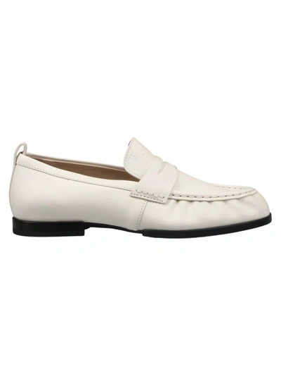 Shop Tod's Penny Bar Loafers In White