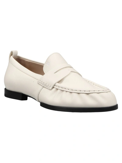 Shop Tod's Penny Bar Loafers In White